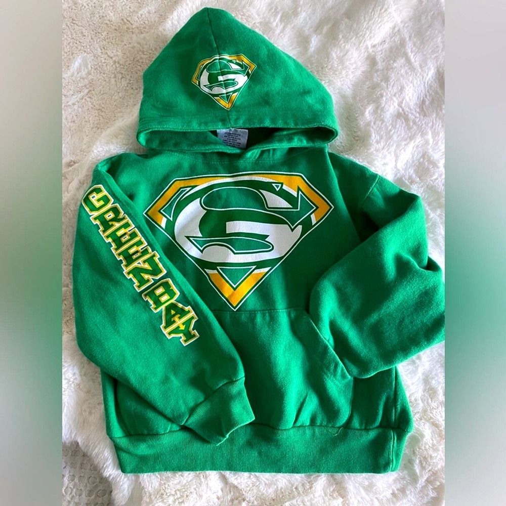 Surf Ave Kids Green Bay Super G Shield Hoodie Green‎ Pullover Sweatshirt Size M